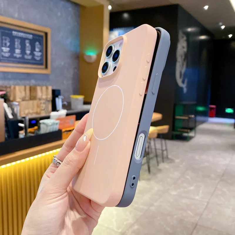 iPhone Air 17 15 14 13 12 11 16 Pro Max Plus 16E用 マグネット式シリコン保護ケース Magsafe対応 ワイヤレス充電対応カバー