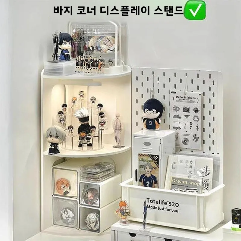 대용량 디스플레이 스탠드 페인 캐비닛 데스크탑 오거나이저 신형 윈드 그레인 수납 랙 신선한 스타일 만화 요소