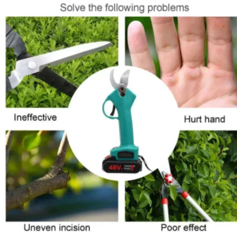 Imagem -02 - Cordless Elétrica Fruit Tree Trimmer Bonsai Corte Máquina de Corte Ramo Jardim Tesoura Elétrica Aparador Doméstico 48v 88v