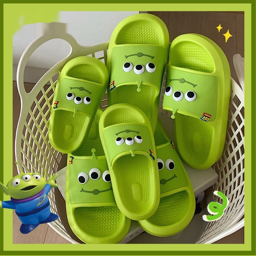 Disney Toy Story Alien Slippers Cute Cartoon Summer Soft Sole Slipper Women Man Bath Flip Flops EVA Non-slip Casual Shoes Sandal