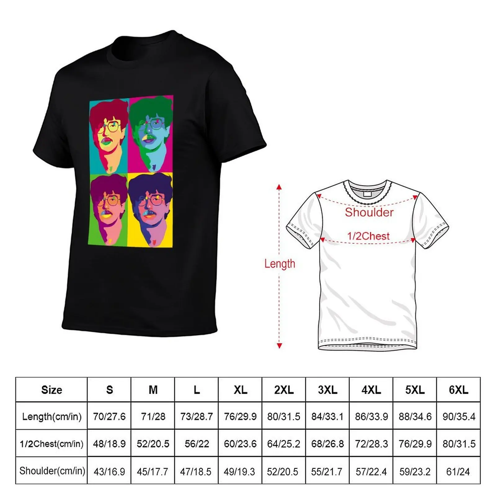 تي شيرت Charly Garcia Pop Art، قمصان بمقاسات كبيرة، قمصان ملابس عيد الحب، تي شيرت برسومات جرافيكية، تصميم ملابسك للرجال