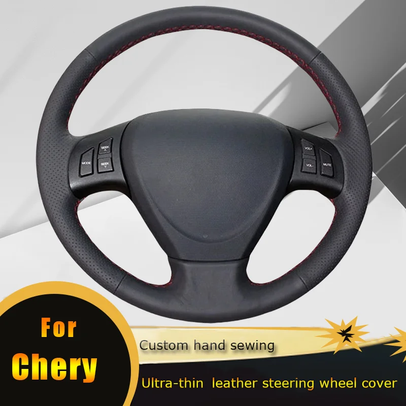 

DIY Car Steering Wheel Cover Non Slip Perforated Microfiber Leather For Chery A3 M11 M12 H Hand sewing Car Accessories