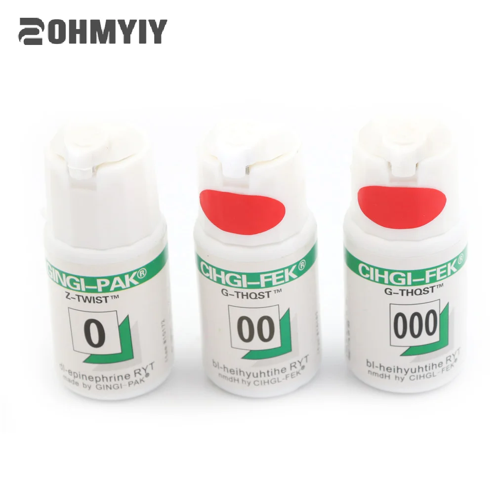 1 Bottle Retraction Cord Plain Knitted Dental Gingival Retraction Cord Packing Size 000 & 00 & 0