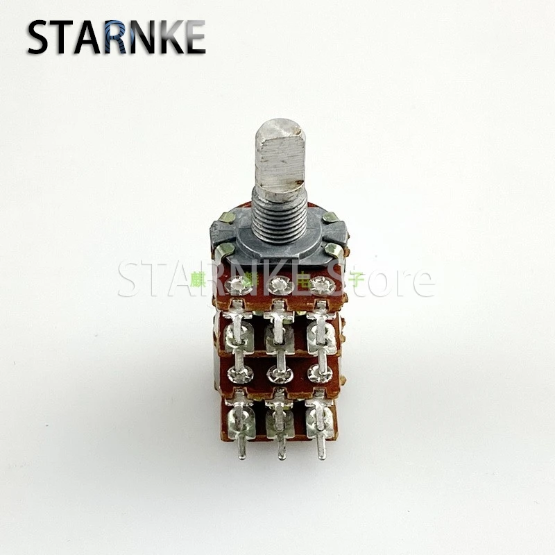 1PCS 16 Type C50K 4 Link C50K*4 Amplifier 4 Channel Volume Adjustment Potentiometer With 40 Points Step 12-Pin Shaft Length 15mm