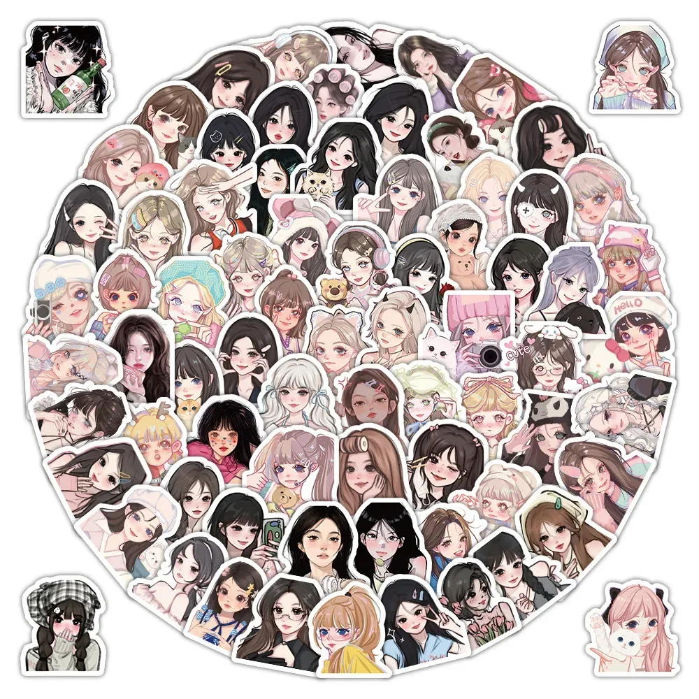 Female Character Avatar Sticker Pack 103 Sheets Art Decoration for Scrapbook Journal Luggage DIY Collage Peel Joy Sticker Store