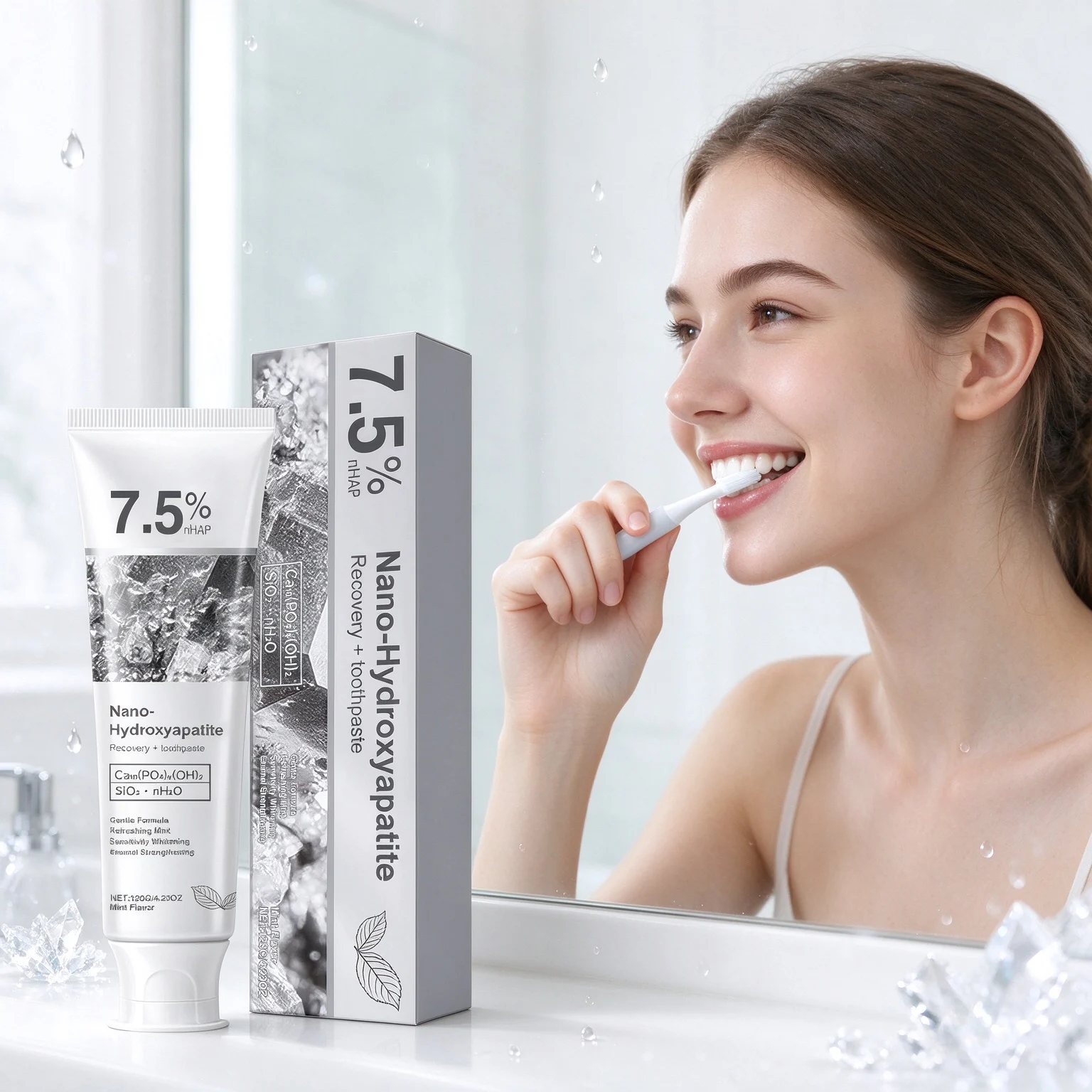 Nano Hydroxyapatite Fluoride Free Toothpaste Enamel Protect Clean Tooth Stains Prevent Caries Fresh Bad Breath Brightening Teeth
