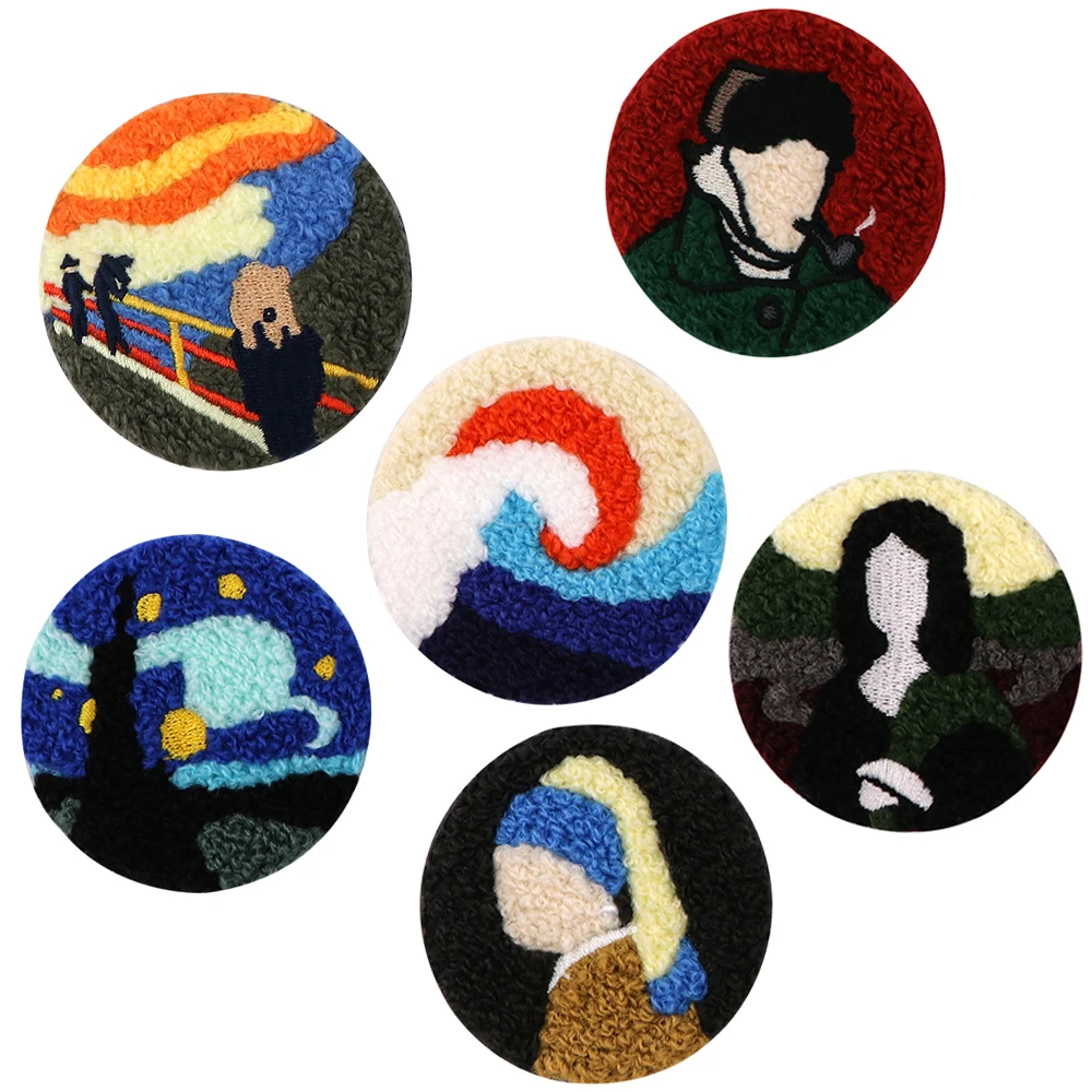 Van Gogh Towel Embroidery Pins for Backpacks Manga Badges on Backpack Tinplate Brooch for Clothes New Fashion Accessories