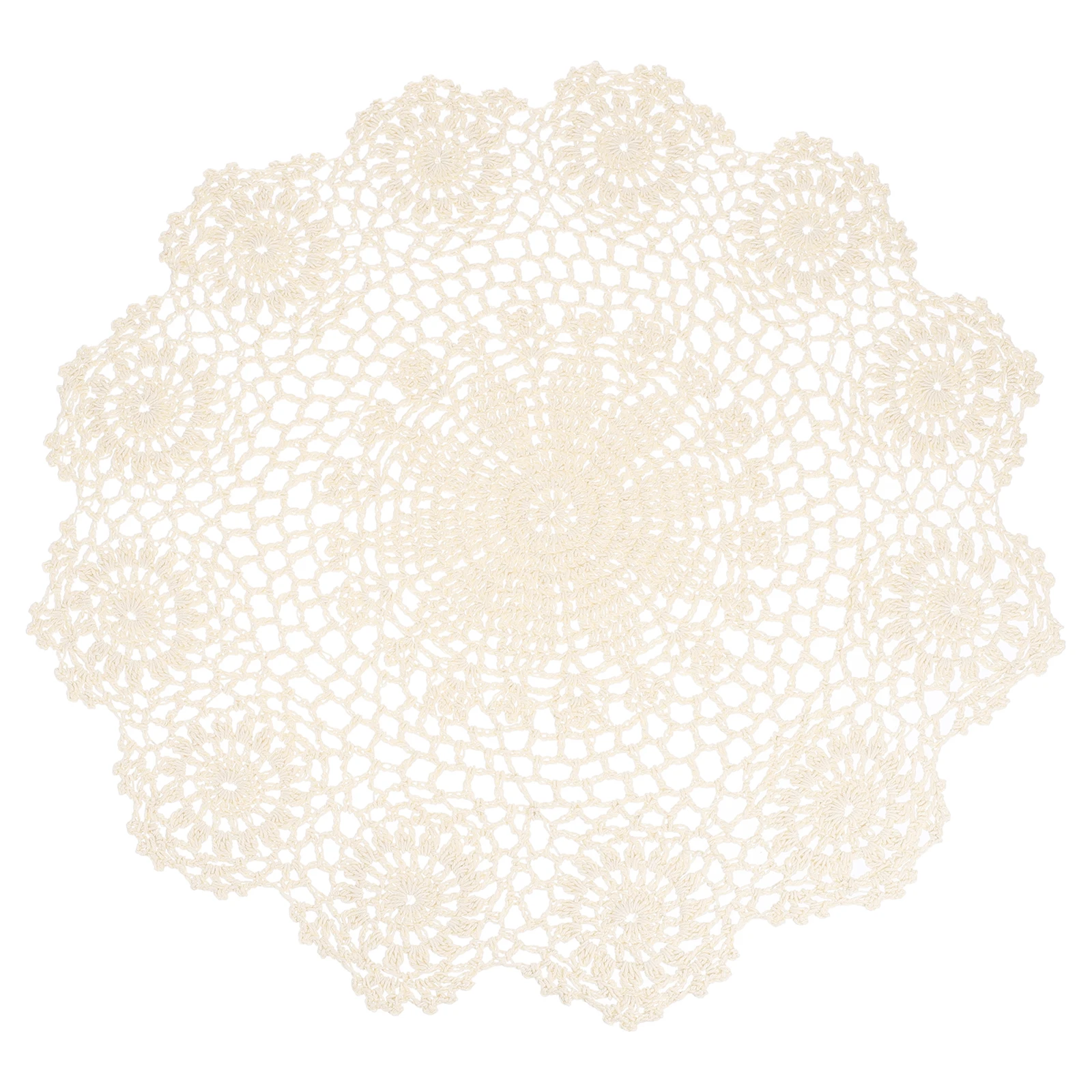 

Handmade Crochet Placemats, 16inch Round Retro Table Mat Doilies Vase Mat Coaster Snowflake for Dining Table Home Decoration