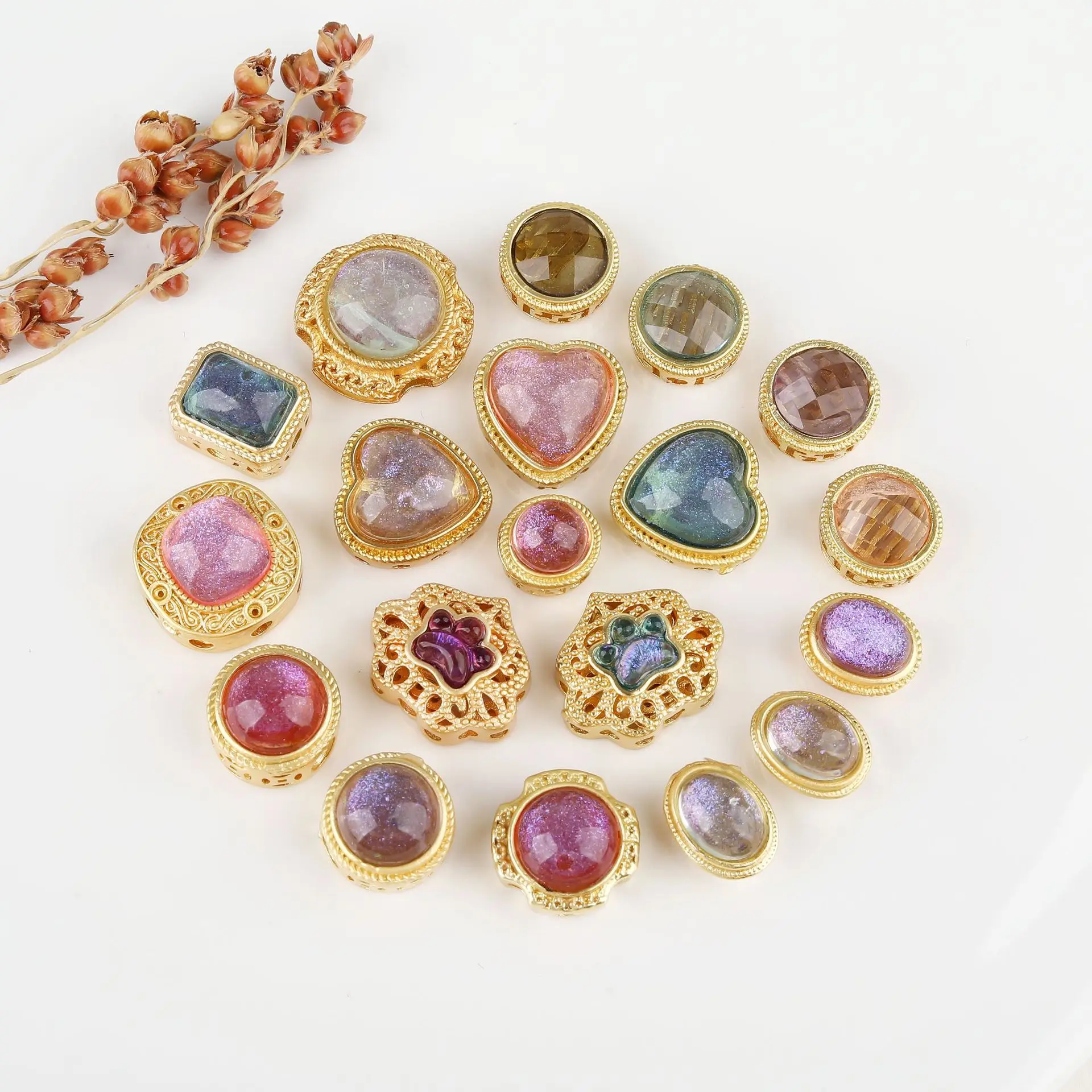

1pcs Copper Gold-plated Multi-pass Ring Inlaid Stone Crystal Spacer Beads Diy Bracelet Necklace Jewelry Accessories Wholesales