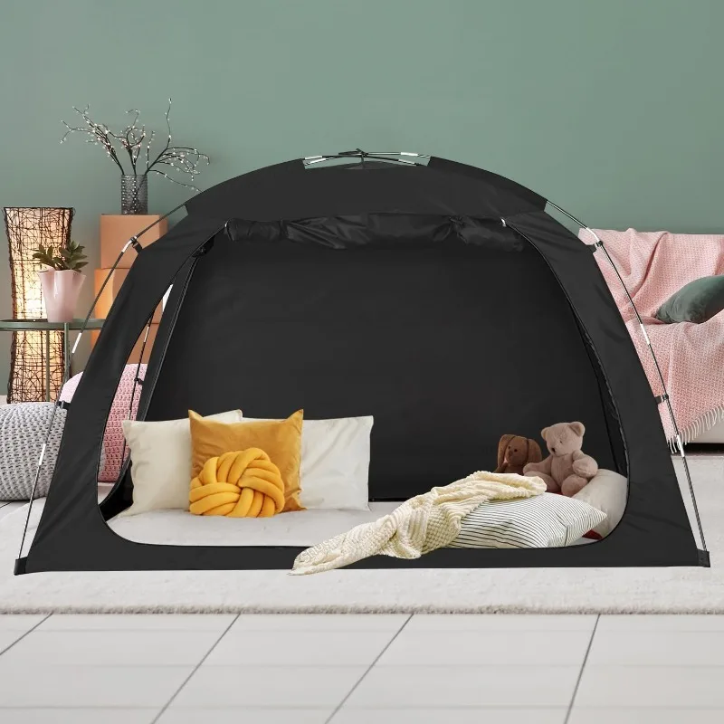 

Twin Size Bed Tent, Light Reducing & Breathable Canopy with 2 Doors. Black Privacy for Adults & Kids in Bedroom, Dorm, Camping.