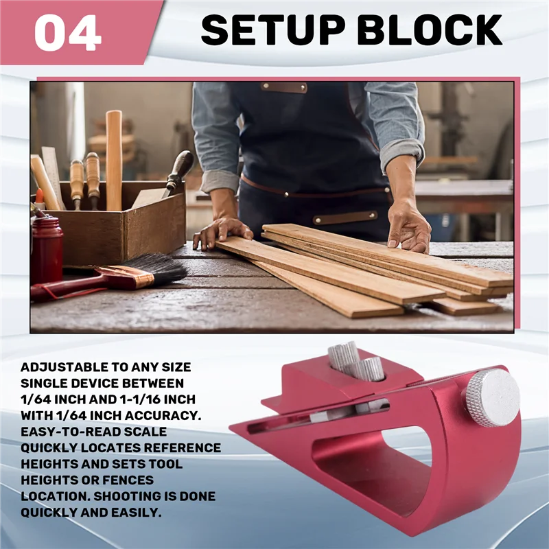 

Adjustable Setup Block Height Gauge, Aluminum Precision Woodworking Tools For Router And Table Saw Accessories-T61C