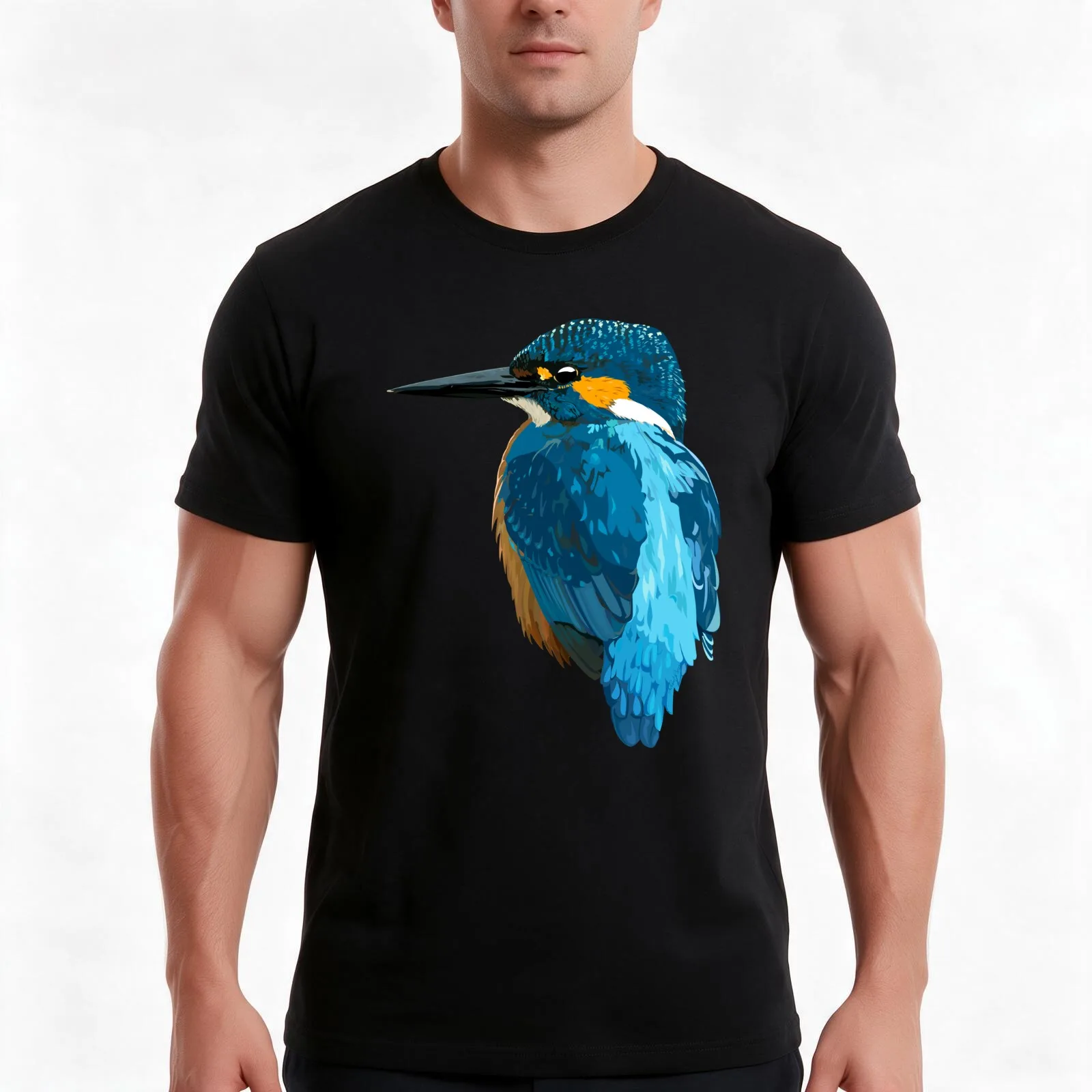 Kingfisher T-Shirt Summer Casual Cotton Tee Oversized Streetwear Tops Vintage Graphic Print Loose Fit Short Sleeve