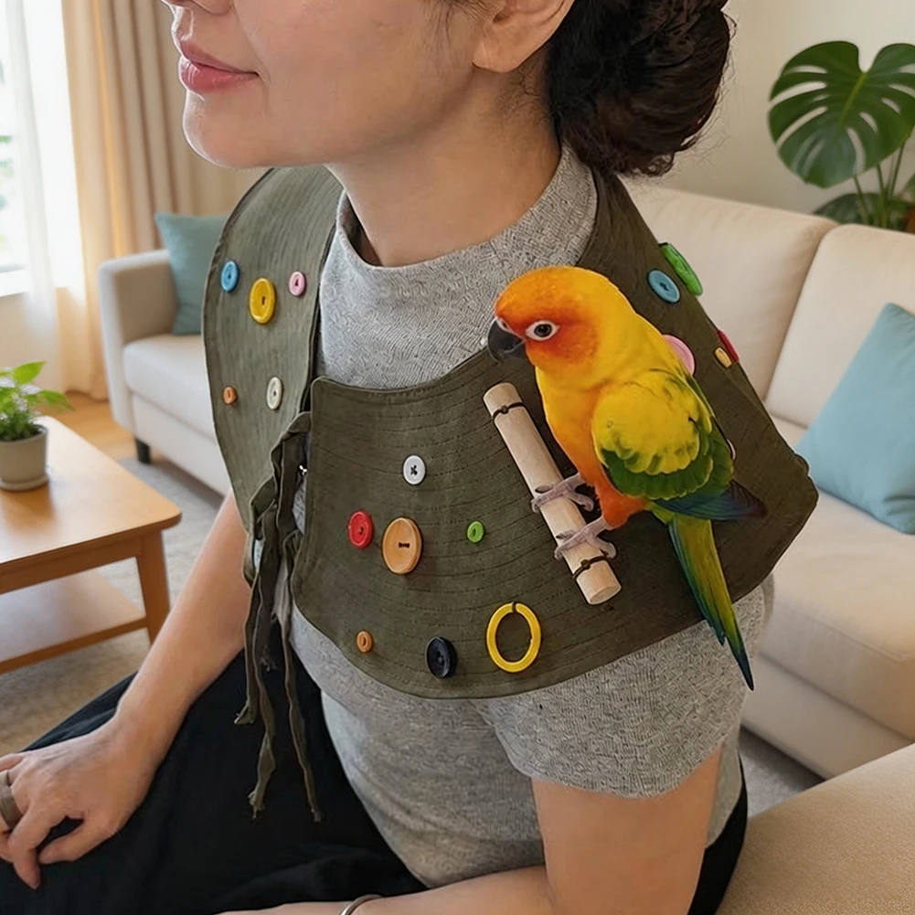 Pet Birds Perch Shoulder Pad Easy To Put-On And Take Off Daily Home Birds Interaction