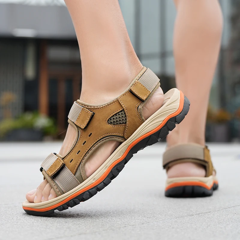 Brand Summer Men's Sandals Genuine Leather Men Slippers Gladiator Men Beach Sandals Soft Comfortable Outdoors Wading Shoes 38-47 image 4