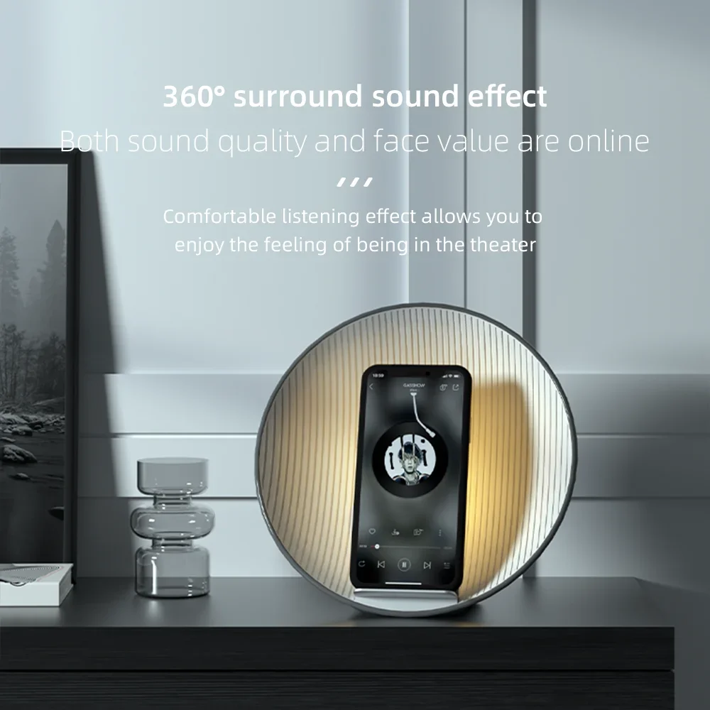 Bluetooth Speaker Surround Sound Quality Supports 15W Wireless Charging Digital Clock Display Night Light Music Desk Lamp Boombo