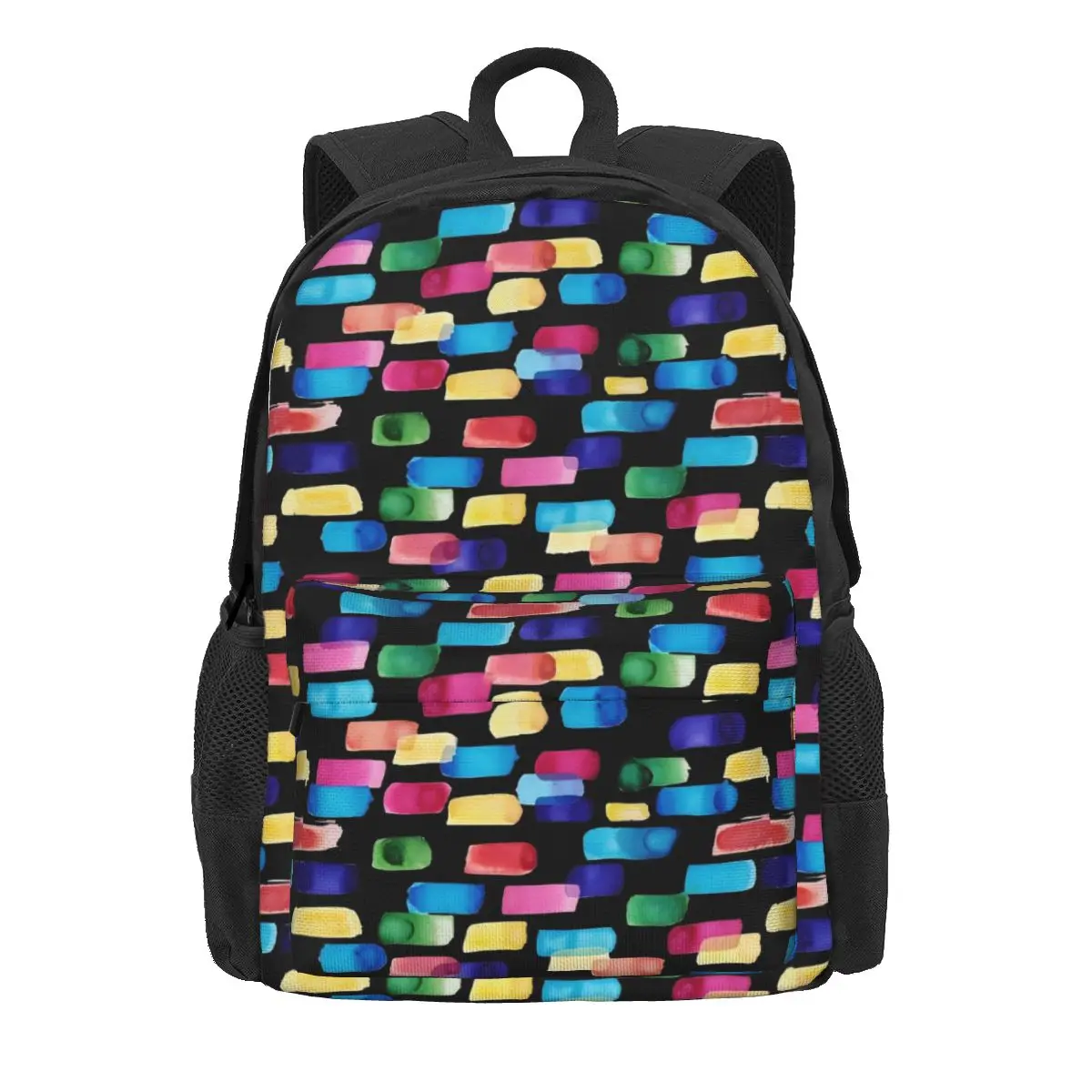 Watercolor Brush Backpack Colorful Print Workout Backpacks Women Custom Soft School Bags Streetwear Rucksack