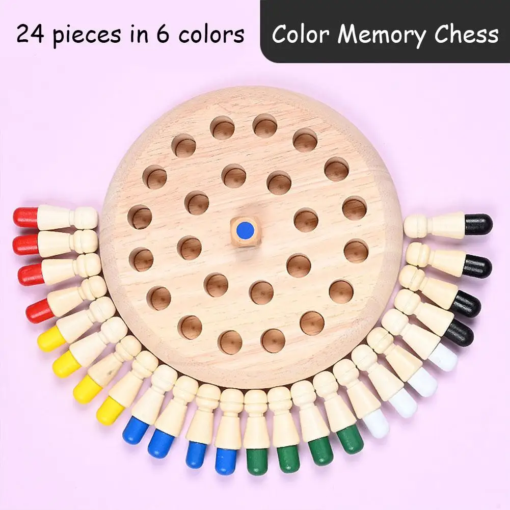 Wooden Memory Matchstick Chess Color Game Toy For Children Board Puzzles Educational Toy Cognitive Ability Learn U6N2