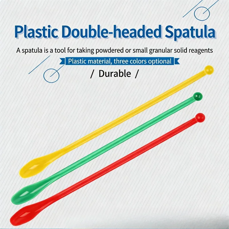 Double Head Plastic Spoon Colorful Lab Spatula 20cm Length Lightweight Measuring Tool for Laboratory Chemical Sample Taking