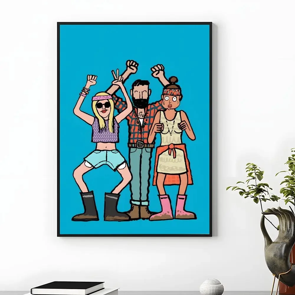 Unframe  Hair Dryer Poster Humorous Bathroom Illustration with Blowing Hair Figure Pictures Modern Minimal Character Wall Art Pr