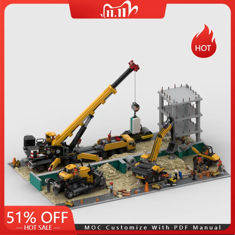 

3455 PCS MOC City Street Views Modular Construction Site Display Building Blocks Model Diy Educational Assembly Toys Kids Gifts