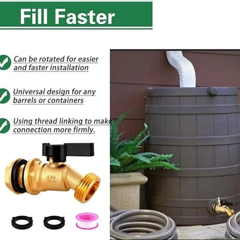 652F Full Port Brass Valves 1/2 NPT Thread 3/4 Garden Hose Connection Strong Designs