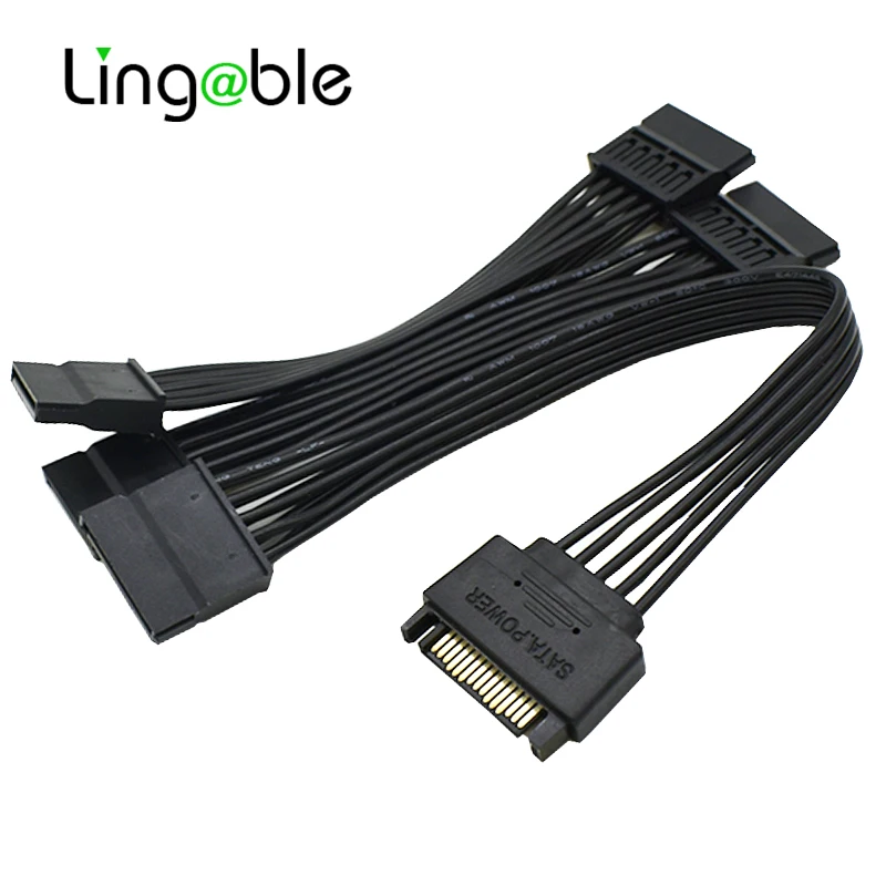 

Lingable SATA 15Pin M 1 к 5 SATA 15Pin F блок питания для жесткого диска разделитель кабель Шнур для DIY ПК Sever 15-pin 60 см