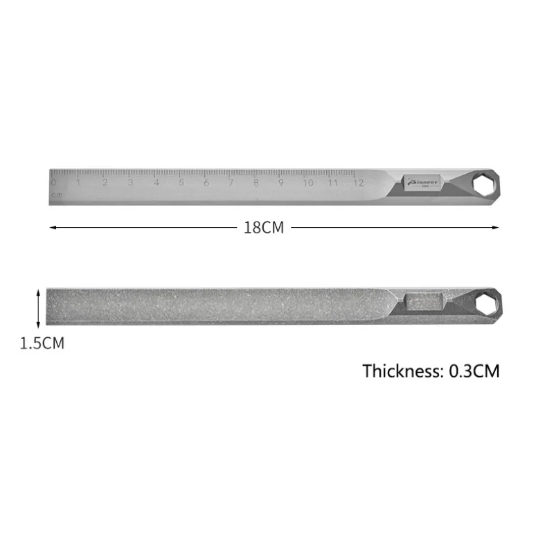 Imagem -04 - Portátil Titanium Alloy Régua Multifuncional Chave Hexagonal Crowbar Desenho de Medição Outdoor Ferramenta Edc Camping Ferramenta 18cm