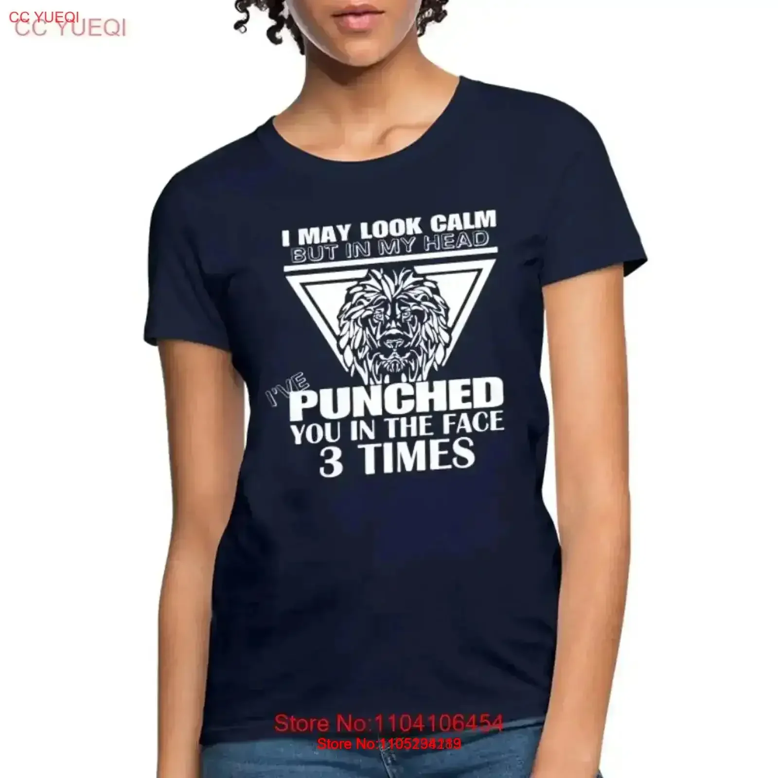 Punched You 3 Times In The Face Women's T Shirt Stay Calm vintage Washed designer clothes graphic Top For Everyday Wear Stylish