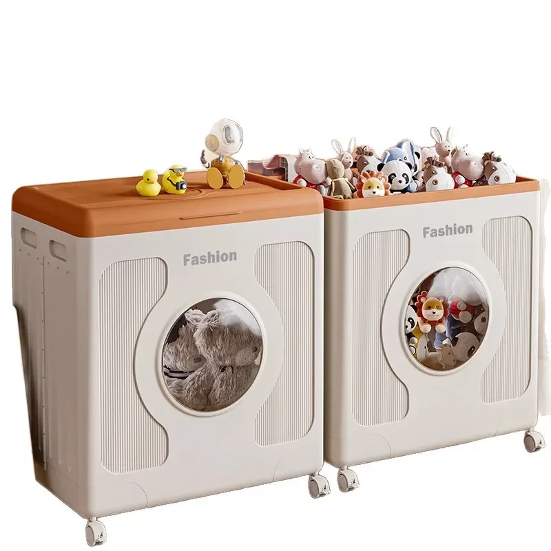 

Flip cover clothes storage box Household large capacity with pulley finishing box Foldable clothes quilt storage box