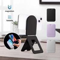 Magnetic Phone Holder Foldable Angle Adjustment Phone Tripod Stand Leather Portable Bracket Universal Desktop Bracket For iPhone