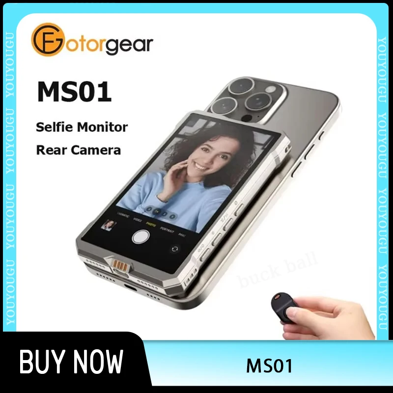 Fotorgear Ms01 teléfono magnético Selfie pantalla de teléfono cámara trasera Selfie personalizado Vlog Monitor en vivo para Iphone teléfono Android