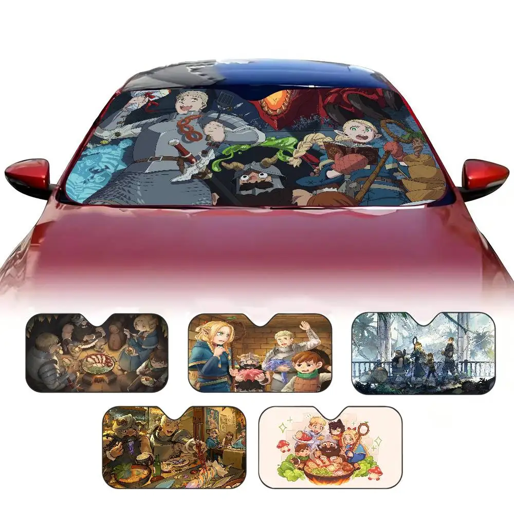 

Anime Delicious In Dungeon Car Solar Protection Heated Windshield Sunshade Car Window Windscreen Cover Sun Shade Auto Sun Visor