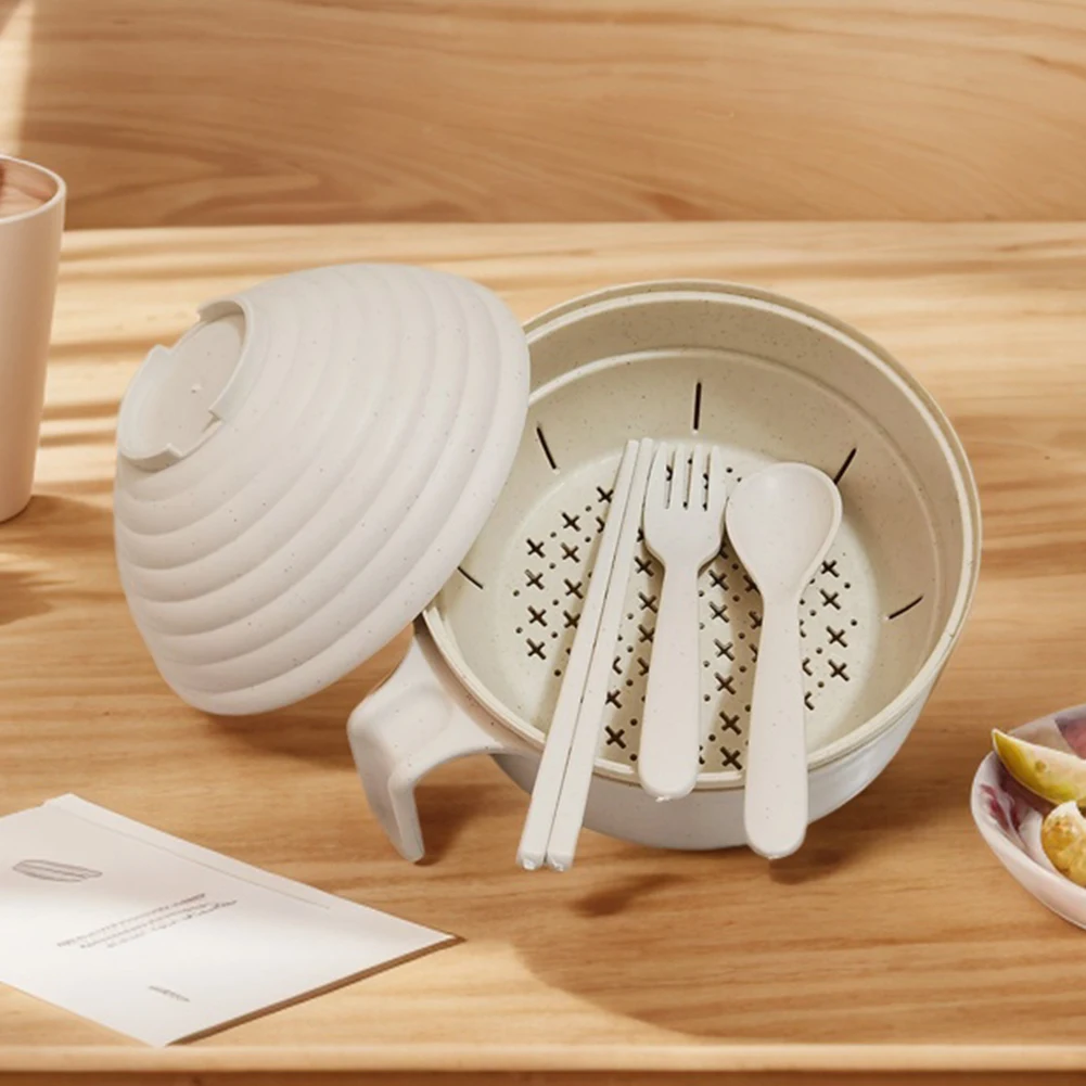 Ramen fogão ramen tigela conjunto com colher pauzinhos garfo microondas macarrão tigela rápida ramen fogão faculdade dormitório quarto Essentials