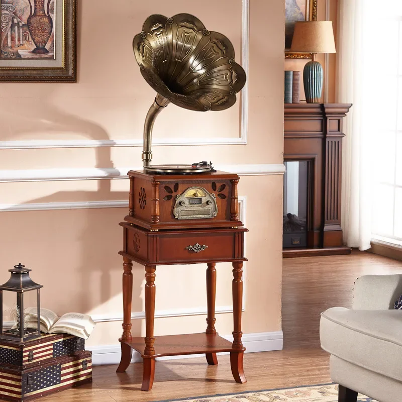 Gramophone retro big speaker vinyl record player vintage radio subwoofer bluetooth phonograph home ornament