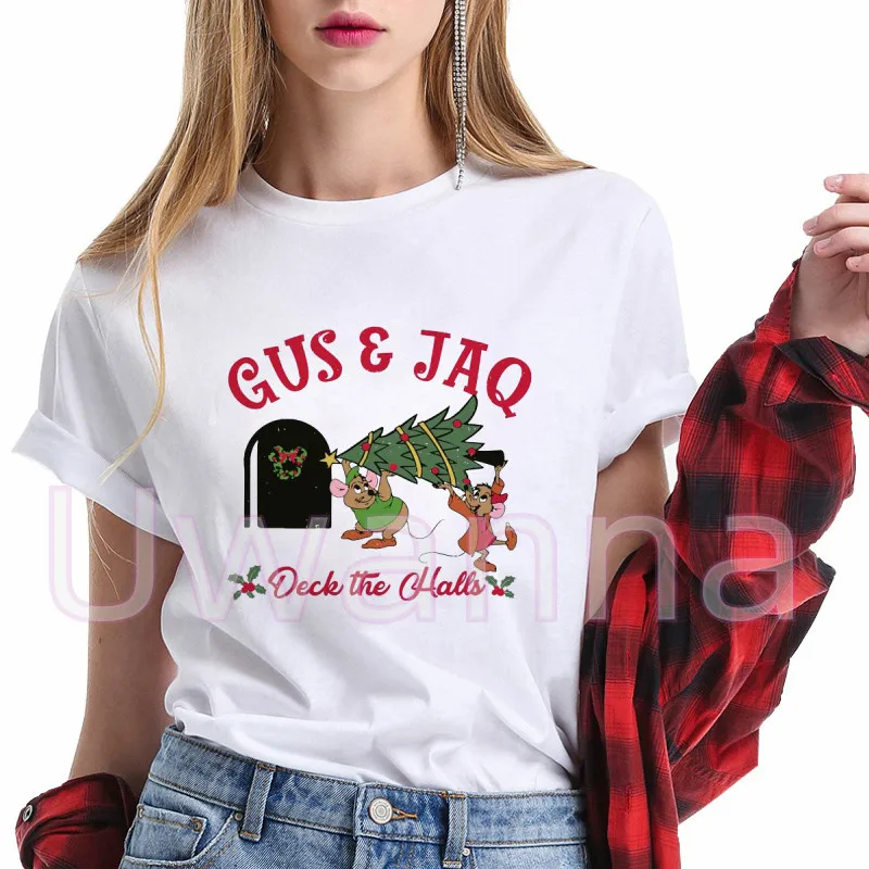 Christmas Cinderella Gus T-Shirts Women Harajuku O-neck Tshirt Summer Short Sleeve Tops Tees Cartoon Graphics Unisex Shirts