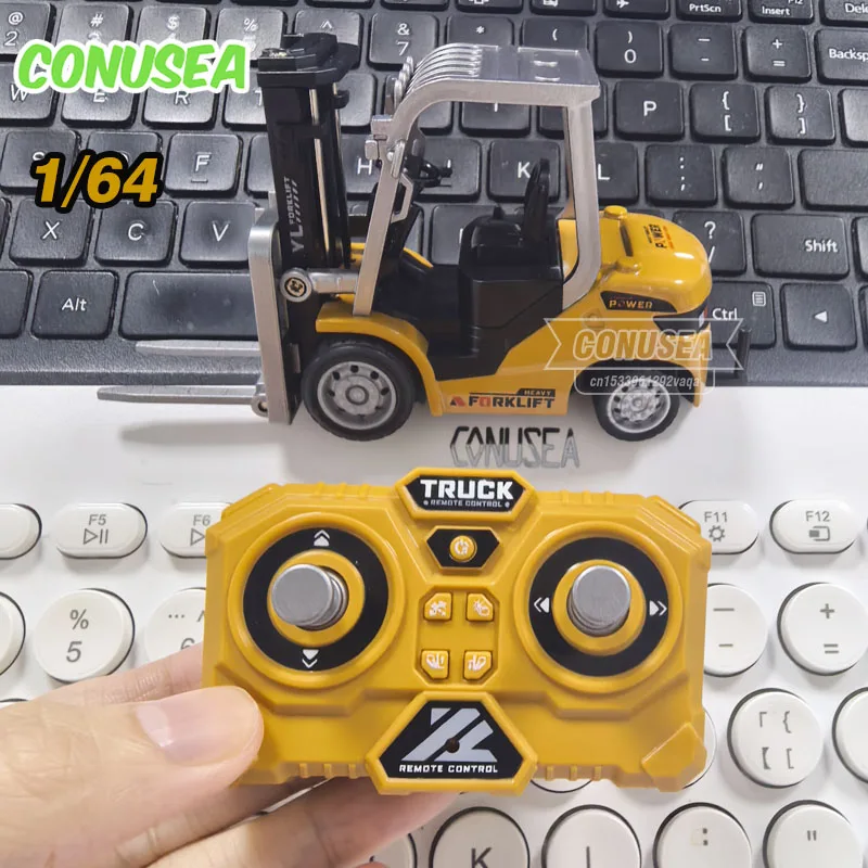 1/64 RC Forklift Mini Alloy Desktop Toy Radio controlled Car Engineering Vehicle App Control Trucks Christmas Gifts Kids boys