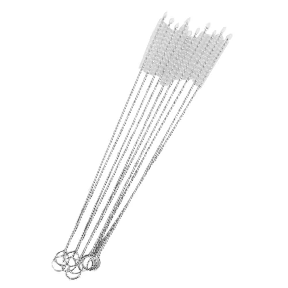 

Kitchen Supplies Drinking Straw Brush Cleaner 10pcs 17cm Nylon Silver Stainless Steel Kitchen Supplies Cylinder Funnel Necks