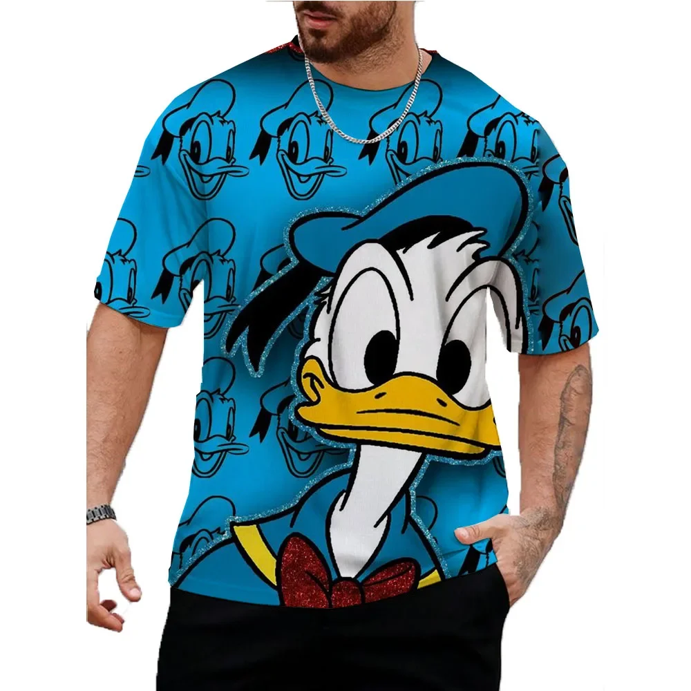 Summer Fashion Disney Donald Duck Print Hip Hop Men T-shirt Trendly Casual Personality Printing Tees Harajuku Street O-neck Tops