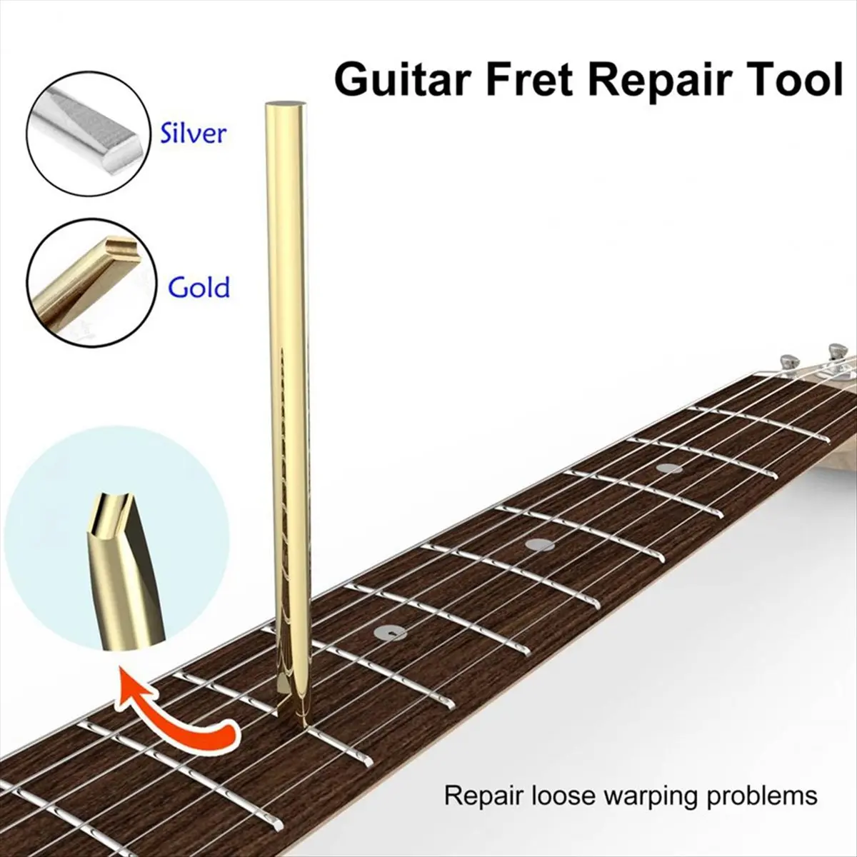 ABME New Golden Guitar Frets Setter Professional Metal Guitar Fret Wire Setter Essential Tool for Repairing Resetting