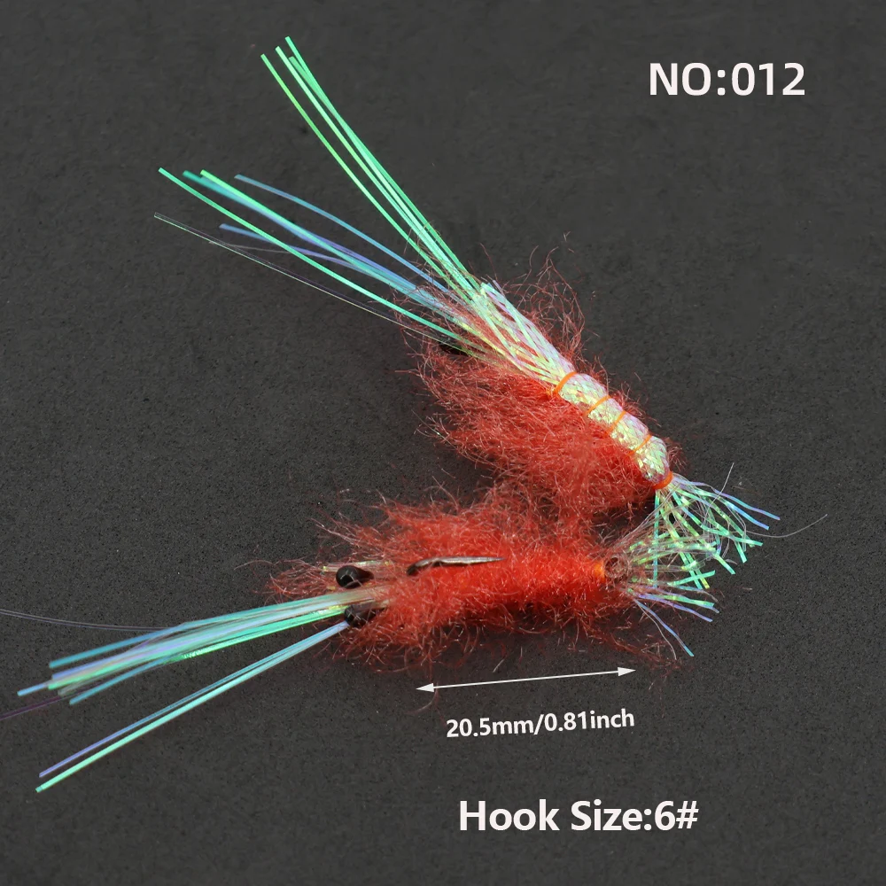 Bimoo 4 Stück 6 Stück # 4 # 6 # 8 Süßwasser-Salzwasser-Garnelen-Fliegen, schnell sinkende Scud-Fliegen für Bonefish, Redfish, Forellen, Karpfen – Angelköder – Detail 2