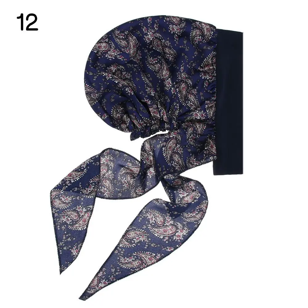 Adjustable Printed Pre-Tied Headwear Muslim Turban Chemo Pirate Cap Cancer Head Scarf Hair Loss Hat