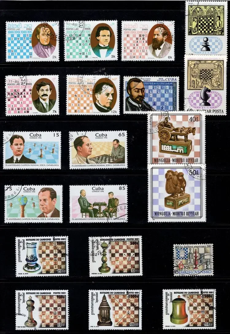 50Pcs/Lot Chess Stamp Topic All Different From Many Countries NO Repeat Postage Stamps with Post Mark for Collecting
