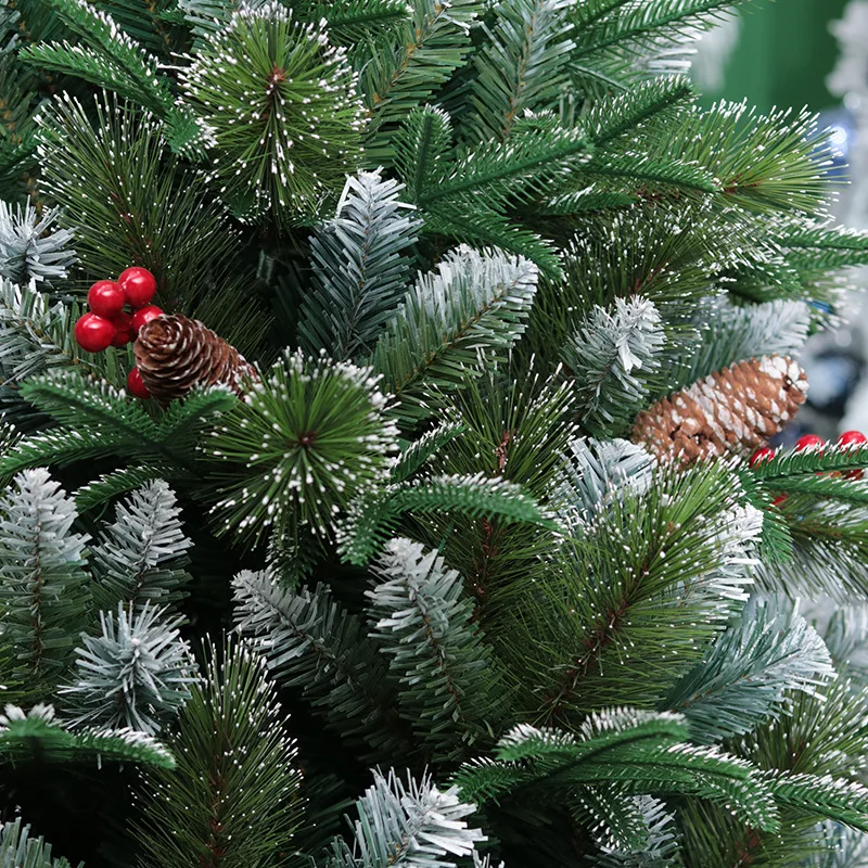 

White Automatic Christmas Tree Artificial 180 Cm Mixed with White and Red Cones Pine Needle +PE+PVC Mixed Christmas Decorations