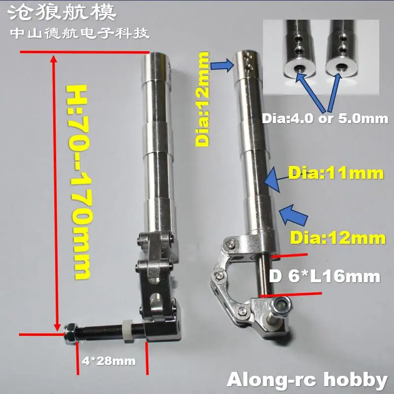 1 paire 70 80 90 100 --160 170mm D5 trou amortisseur principal train d'atterrissage à genoux adapté pour 3-6kg bricolage modèle Jet EDF RC pièce d'avion