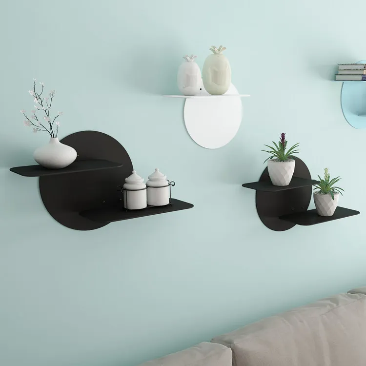 Wall shelf room TV background wall flower pot frame wall baffle entrance No punching simple laminate