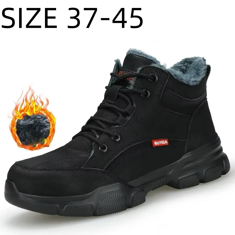 New Winter Men Ankle Boots Outdoor Puncture-Proof Steel Toe Work Safety Boots Indestructible Men Work Sneakers Big Size 37-45