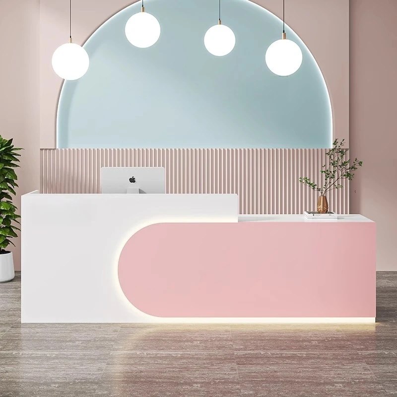 Mini Kids Reception Desks Blue Design Storage Shop Luxury Modern Reception Desks Salon Small Wood Rezeption Theke Furniture