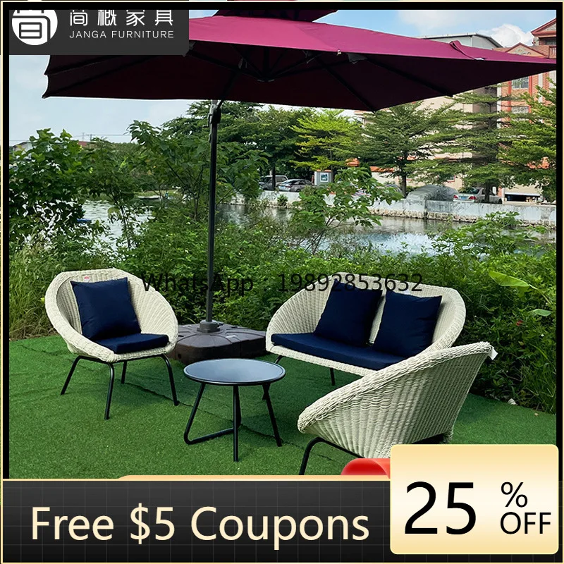 LYY Outdoor Furniture Villa Hotel HomestayView Room Resort Rattan Sofa Outdoor Terrace Waterproof Sunproof and Chairs