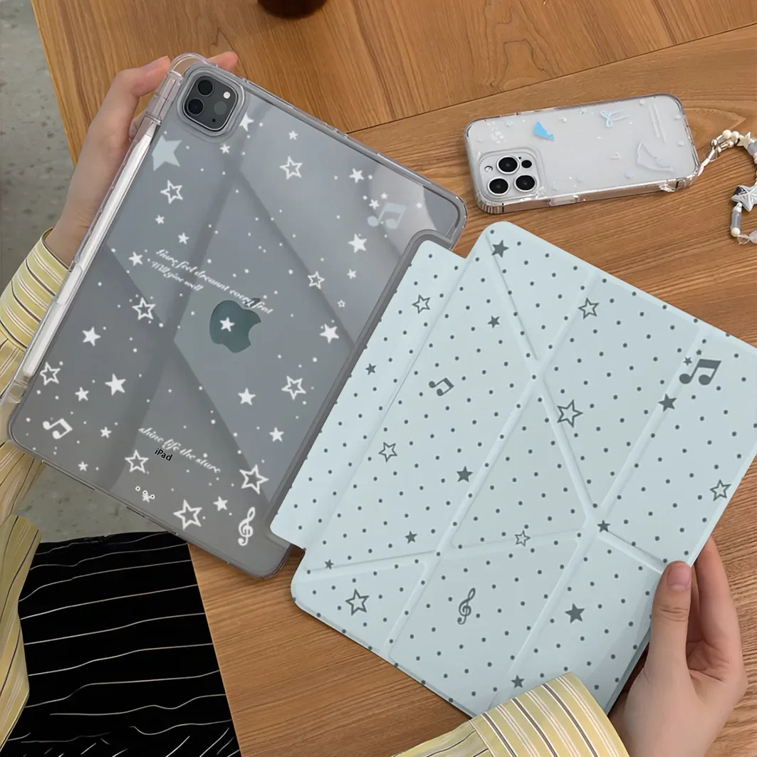 Blue Dotted Musical Note Tablet Case For iPad Pro 11 12.9 13 M2 M3 M4 M5 Shell 8.3 9.7 10.2 5/6/7/8/9/10/11th Air 4 5 6 7 Cover