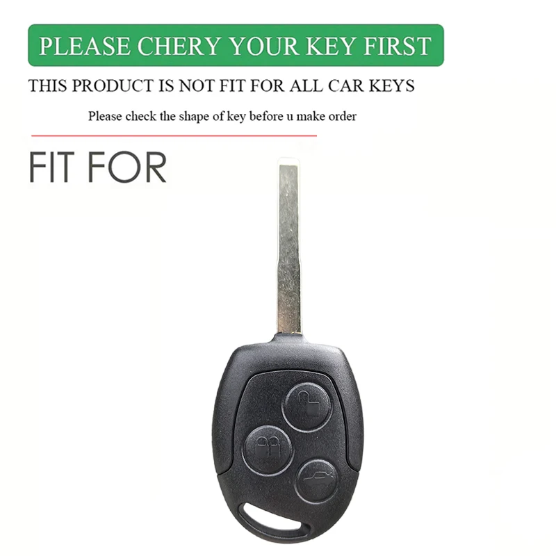 Silicone 3 Button Keyless Entry Key Fob Chain Case Cover Shell Protect For Ford Transit Connect Courier Fiesta Focus Cabriolet